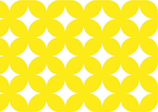 Motif géométrique répétitif de formes en demi-cercle jaunes entrelacées, famille de solutions industrielles & jeune âge